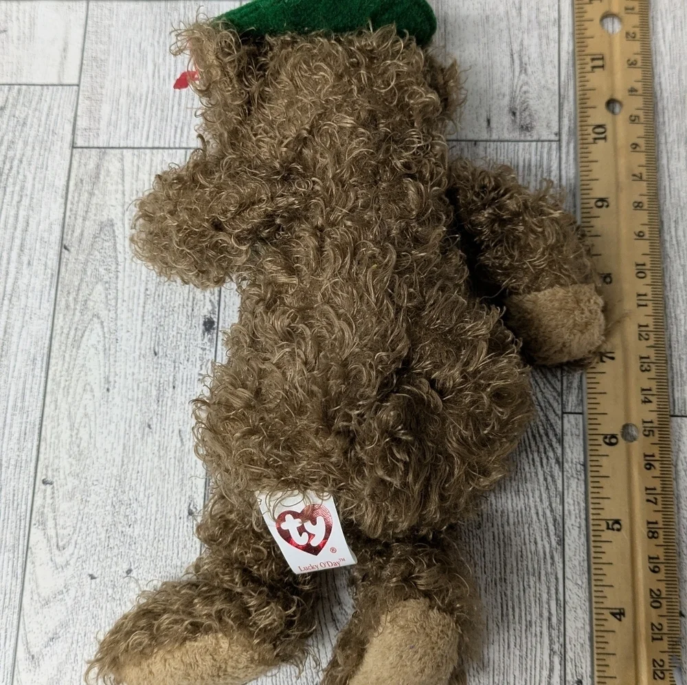 Ty lucky I Day Brown Bear with Green Hat and Bowtie